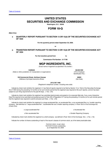 Thumbnail MGP Ingredients 10-Q Quarterly Report FY 