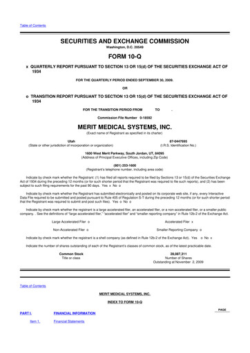 Thumbnail Merit Medical 10-Q Quarterly Report FY 