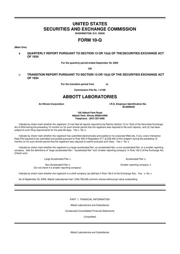 Thumbnail Abbott Laboratories 10-Q Quarterly Report FY 