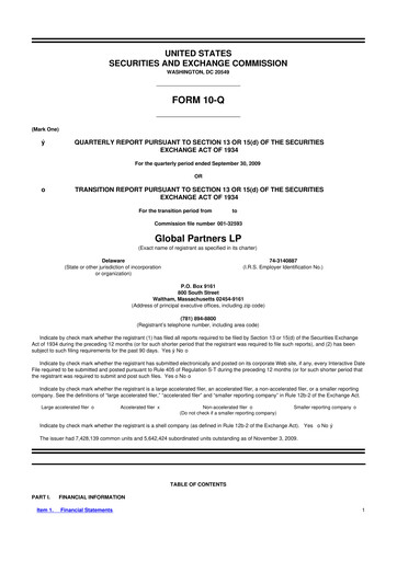 Thumbnail Global Partners LP 10-Q Quarterly Report FY 