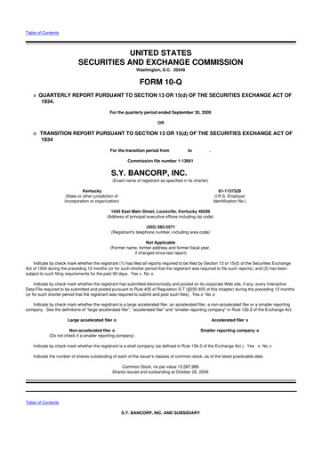 Thumbnail Stock Yards Bancorp 10-Q Quarterly Report FY 