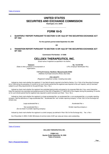 Thumbnail Celldex Therapeutics 10-Q Quarterly Report FY 