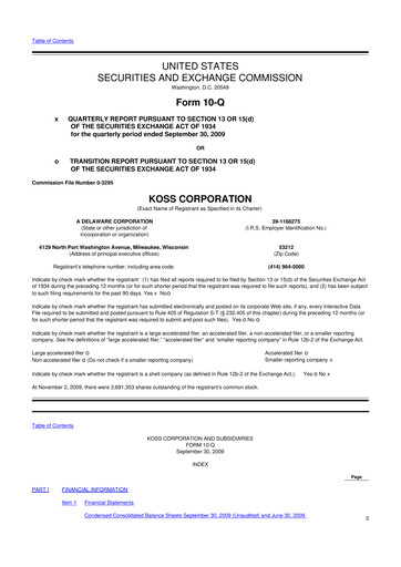 Thumbnail Koss 10-Q Quarterly Report FY 