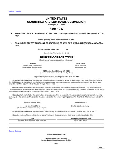 Thumbnail Bruker 10-Q Quarterly Report FY 