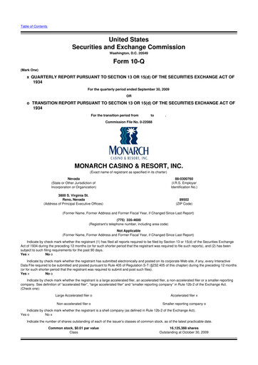 Thumbnail Monarch Casino & Resort 10-Q Quarterly Report FY 