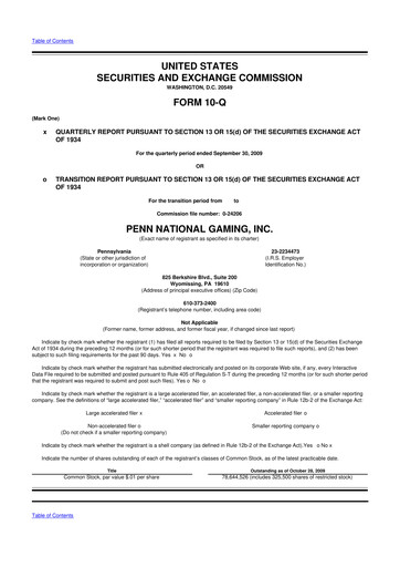 Thumbnail PENN Entertainment
 10-Q Quarterly Report FY 