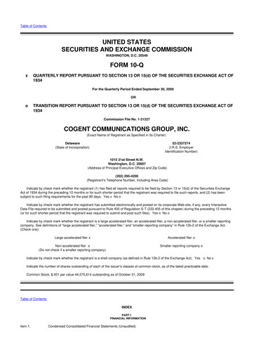 Thumbnail Cogent Communications
 10-Q Quarterly Report FY 