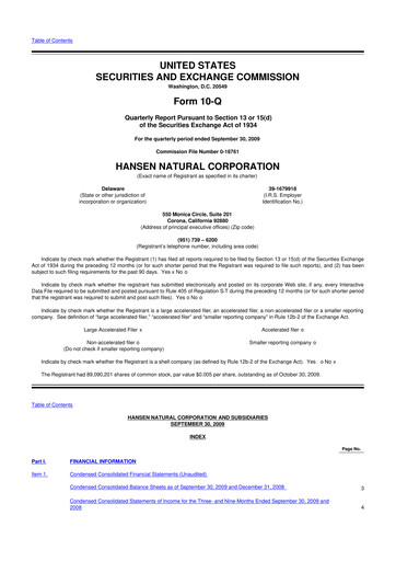 Thumbnail Monster Beverage 10-Q Quarterly Report FY 