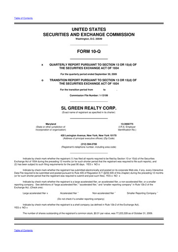 Thumbnail SL Green Realty
 10-Q Quarterly Report FY 
