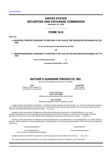 Thumbnail Nature's Sunshine Products 10-Q Quarterly Report FY 