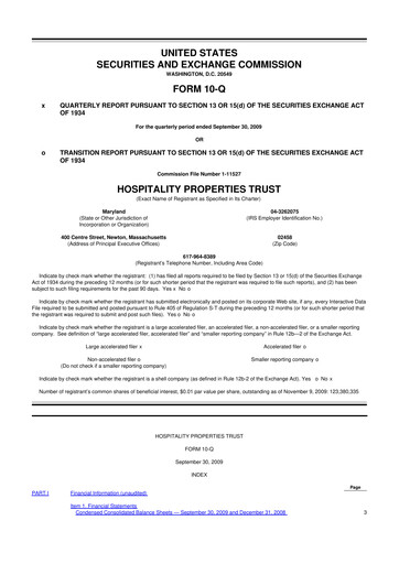 Thumbnail Service Properties Trust 10-Q Quarterly Report FY 