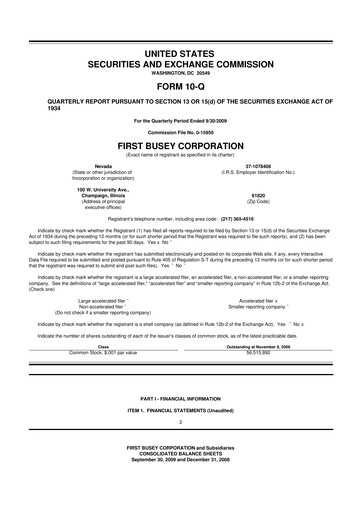 Thumbnail First Busey 10-Q Quarterly Report FY 