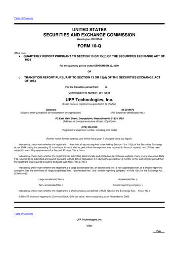 Thumbnail UFP Technologies
 10-Q Quarterly Report FY 