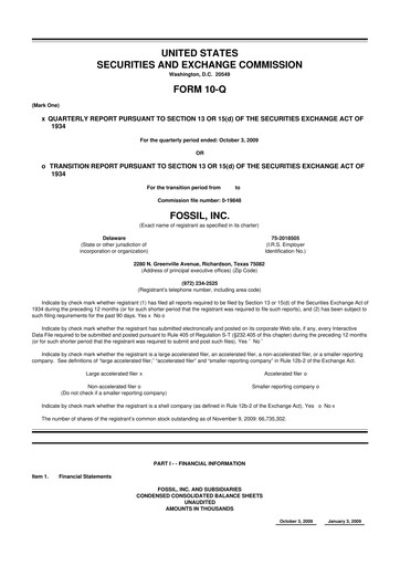 Thumbnail Fossil Group 10-Q Quarterly Report FY 