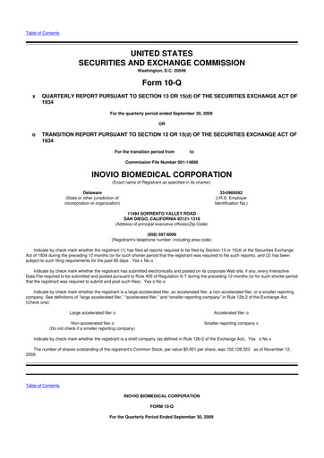 Vorschaubild Inovio Pharmaceuticals 10-Q Quartalsbericht  