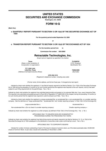 Thumbnail Retractable Technologies 10-Q Quarterly Report FY 