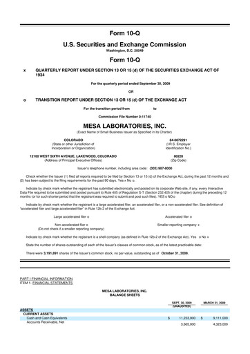 Thumbnail Mesa Laboratories 10-Q Quarterly Report FY 