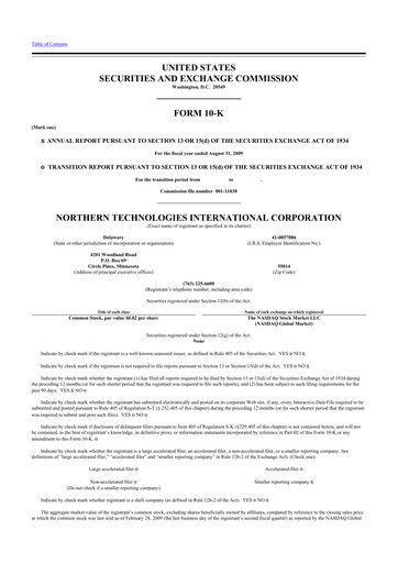 Thumbnail Northern Technologies International 10-K Annual Report 