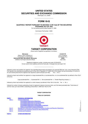 Miniature Target 10-Q Rapport trimestriel  
