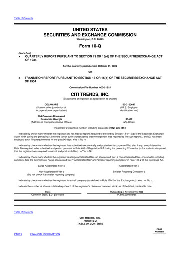 Vorschaubild Citi Trends, Inc. 10-Q Quartalsbericht  