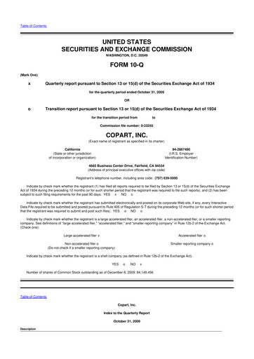 Miniature Copart
 10-Q Rapport trimestriel  