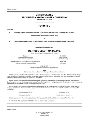 Miniature Methode Electronics
 10-Q Rapport trimestriel  