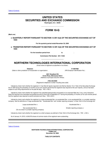 Thumbnail Northern Technologies International 10-Q Quarterly Report FY 