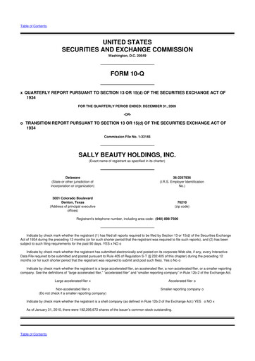 Thumbnail Sally Beauty Holdings 10-Q Quarterly Report FY 