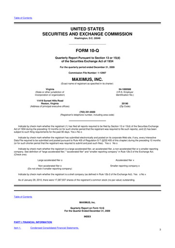 Thumbnail Maximus 10-Q Quarterly Report FY 