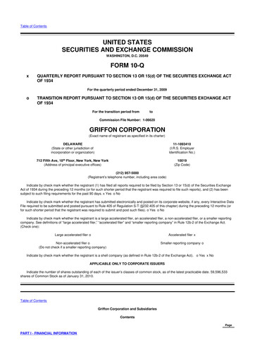 Thumbnail Griffon Corporation
 10-Q Quarterly Report FY 