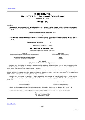 Thumbnail MGP Ingredients 10-Q Quarterly Report FY 