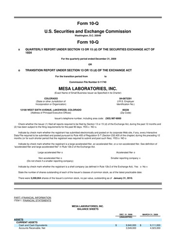 Thumbnail Mesa Laboratories 10-Q Quarterly Report FY 