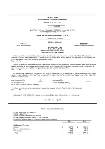 Thumbnail Deere & Company (John Deere) 10-Q Quarterly Report FY 