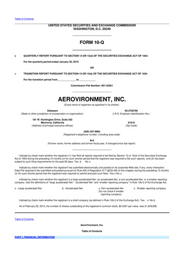Thumbnail AeroVironment 10-Q Quarterly Report FY 