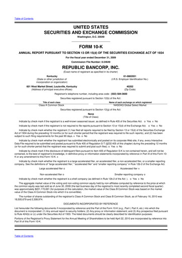 Thumbnail Republic Bank 10-K Annual Report 