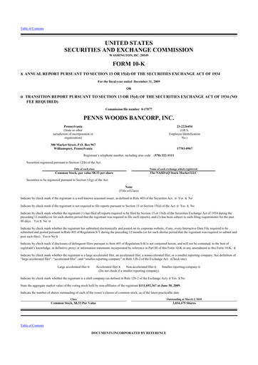 Thumbnail Penns Woods Bancorp 10-K Annual Report 