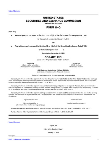 Miniature Copart
 10-Q Rapport trimestriel  