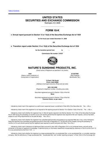 Thumbnail Nature's Sunshine Products 10-K Annual Report 