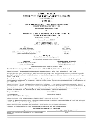 Thumbnail UFP Technologies
 10-K Annual Report 