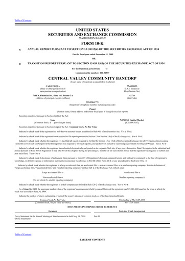 Thumbnail Community West Bancshares 10-K Annual Report 