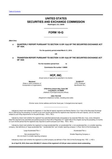 Thumbnail Healthpeak Properties
 10-Q Quarterly Report FY2010 