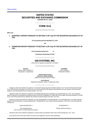 Thumbnail OSI Systems
 10-Q Quarterly Report FY 