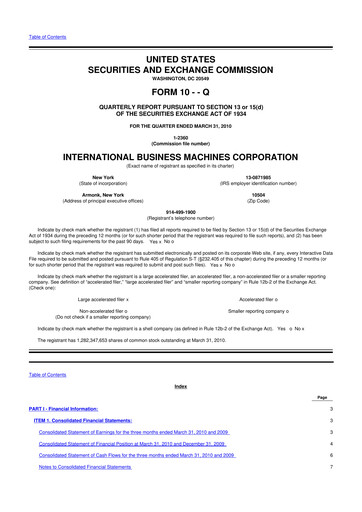 Vorschaubild IBM 10-Q Quartalsbericht 2010 