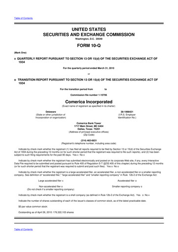 Vorschaubild Comerica 10-Q Quartalsbericht  