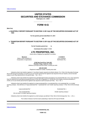 Thumbnail LTC Properties 10-Q Quarterly Report FY 