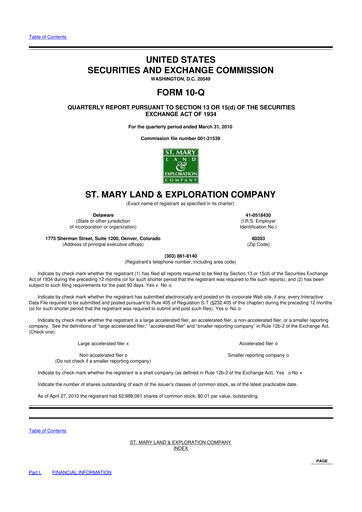 Miniature SM Energy
 10-Q Rapport trimestriel  
