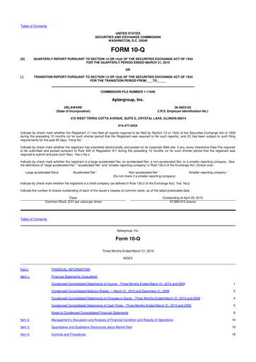 Miniature AptarGroup 10-Q Rapport trimestriel  