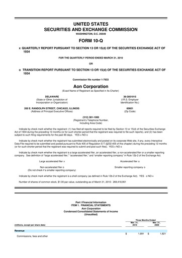 Vorschaubild Aon 10-Q Quartalsbericht 2010 