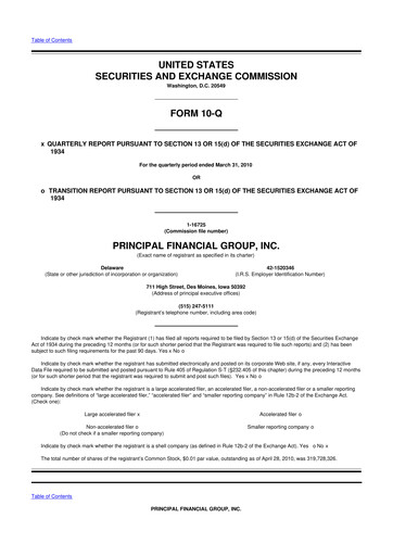 Thumbnail Principal Financial Group 10-Q Quarterly Report FY2010 