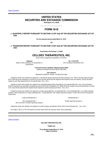 Thumbnail Celldex Therapeutics 10-Q Quarterly Report FY 